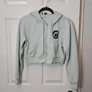Mint Blue Cookies Cropped Hoodie with Logo